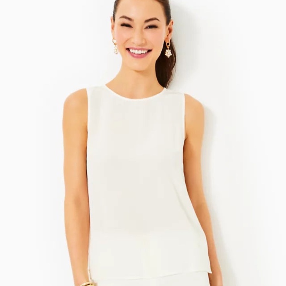 Lilly Pulitzer Dionna Silk Top in coconut NWT Size Large